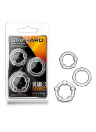 Набор из 3 прозрачных эрекционных колец Stay Hard Beaded Cockrings - Blush Novelties - в Якутске купить с доставкой