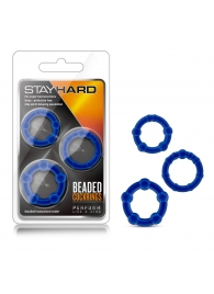 Набор из 3 синих эрекционных колец Stay Hard Beaded Cockrings - Blush Novelties - в Якутске купить с доставкой