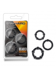 Набор из 3 чёрных эрекционных колец Stay Hard Beaded Cockrings - Blush Novelties - в Якутске купить с доставкой