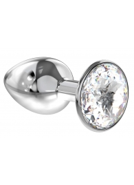 Малая серебристая анальная пробка Diamond Clear Sparkle Small с прозрачным кристаллом - 7 см. - Lola Games - купить с доставкой в Якутске
