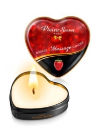 Массажная свеча с ароматом клубники Bougie Massage Candle - 35 мл. - Plaisir Secret - купить с доставкой в Якутске