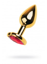 Золотистая анальная пробка с кристаллом-сердцем - 7,5 см. - ToyFa - купить с доставкой в Якутске