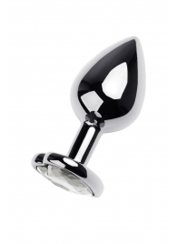 Серебристая анальная пробка с прозрачным кристаллом-сердцем - 8 см. - ToyFa - купить с доставкой в Якутске