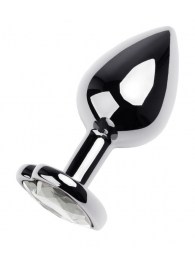 Серебристая анальная пробка с прозрачным кристаллом-сердцем - 8 см. - ToyFa - купить с доставкой в Якутске