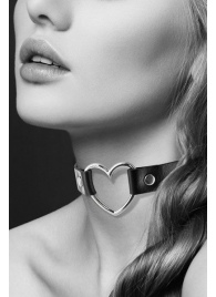 Чёрный чокер с кольцом в форме сердца - Bijoux Pour Toi - купить с доставкой в Якутске