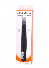 Чёрный вибромассажер Long John Realistic Thrusting Vibrator с функцией толкания - 20 см. - Seven Creations