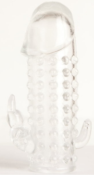 Гелевая прозрачная насадка с 2 отростками - 13 см. - Toyfa Basic - в Якутске купить с доставкой