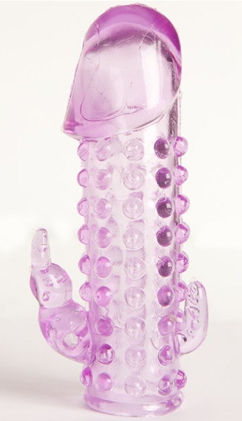 Закрытая фиолетовая насадка с 2 отростками - 13 см. - Toyfa Basic - в Якутске купить с доставкой