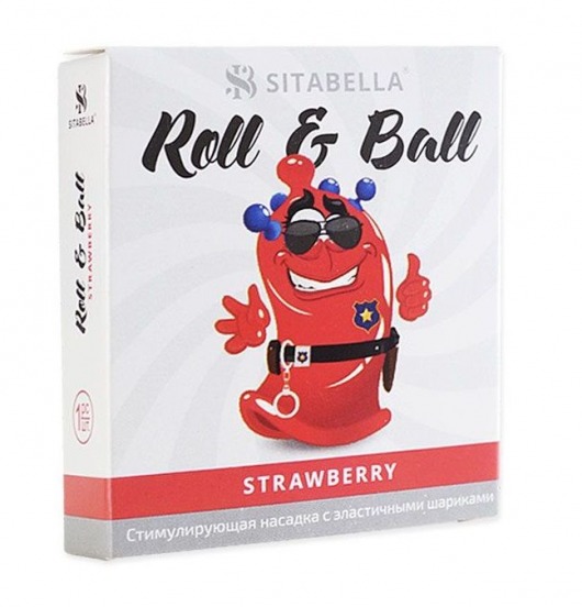 Стимулирующий презерватив-насадка Roll   Ball Strawberry - Sitabella - купить с доставкой в Якутске