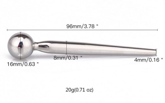 Гладкий металлический уретральный плаг с шариком - 9,6 см. - Notabu - купить с доставкой в Якутске