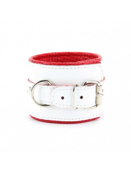 Бело-красные кожаные наручники для медсестры - БДСМ Арсенал - купить с доставкой в Якутске