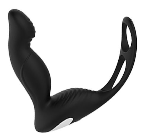 Черный вибромассажер простаты P-PLEASER W ERECTION ENHANCE - Dream Toys - в Якутске купить с доставкой