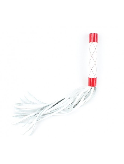 Бело-красная плеть средней длины с ручкой - 44 см. - БДСМ Арсенал - купить с доставкой в Якутске