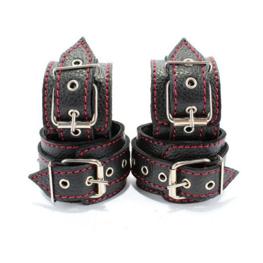 Черный бондажный набор с красной строчкой - БДСМ Арсенал - купить с доставкой в Якутске