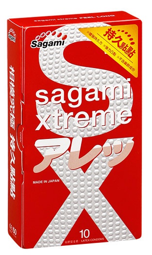 Утолщенные презервативы Sagami Xtreme Feel Long с точками - 10 шт. - Sagami - купить с доставкой в Якутске
