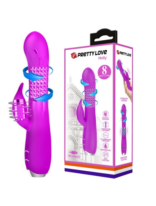 Лиловый вибратор Molly с вращающимися бусинами - 20,5 см. - Baile