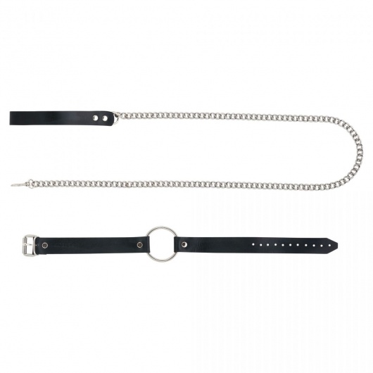 Черный поводок и чокер с кольцом Rada - Rebelts - купить с доставкой в Якутске