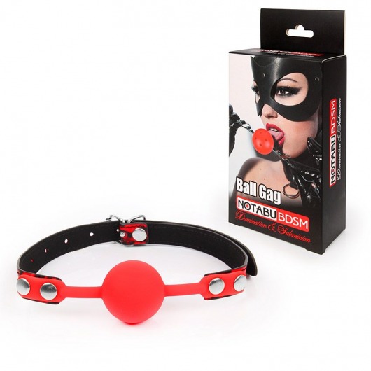 Красный кляп-шарик с черным регулируемым ремешком - Notabu - купить с доставкой в Якутске