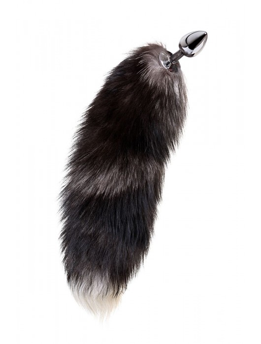 Серебристая металлическая анальная втулка с хвостом чернобурой лисы - размер S - ToyFa - купить с доставкой в Якутске