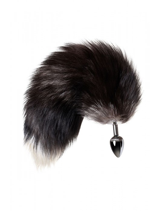 Серебристая металлическая анальная втулка с хвостом чернобурой лисы - размер S - ToyFa - купить с доставкой в Якутске
