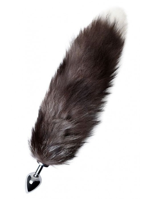 Серебристая металлическая анальная втулка с хвостом чернобурой лисы - размер S - ToyFa - купить с доставкой в Якутске