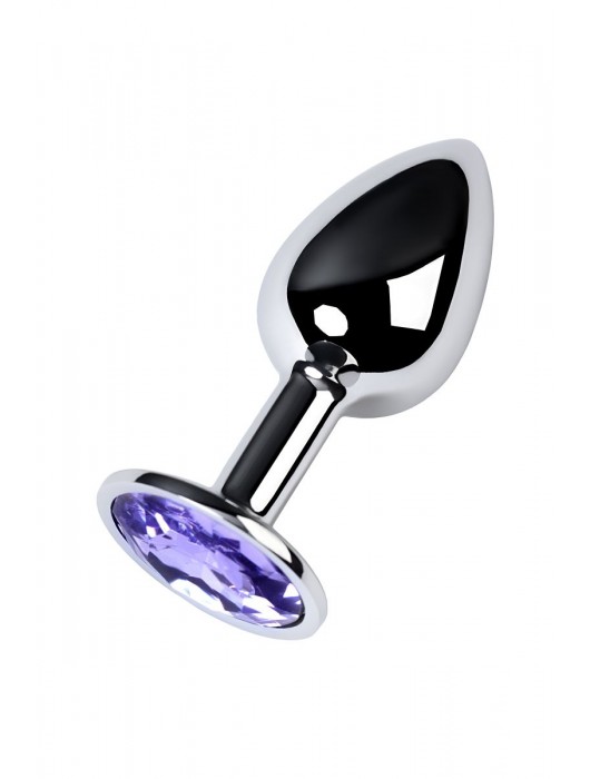 Серебристая конусовидная анальная пробка с фиолетовым кристаллом - 7 см. - ToyFa - купить с доставкой в Якутске