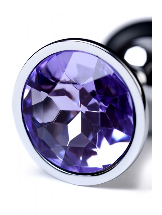 Серебристая конусовидная анальная пробка с фиолетовым кристаллом - 7 см. - ToyFa - купить с доставкой в Якутске