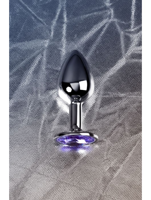 Серебристая конусовидная анальная пробка с фиолетовым кристаллом - 7 см. - ToyFa - купить с доставкой в Якутске