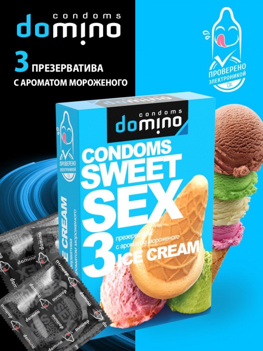Презервативы для орального секса DOMINO Sweet Sex с ароматом мороженого - 3 шт. - Domino - купить с доставкой в Якутске
