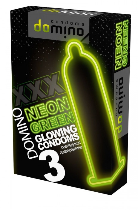 Презервативы DOMINO Neon Green со светящимся в темноте кончиком - 3 шт. - Domino - купить с доставкой в Якутске