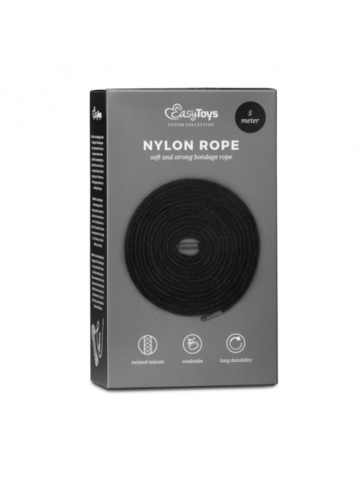 Черная веревка для бондажа Easytoys Bondage Rope - 5 м. - Easy toys - купить с доставкой в Якутске