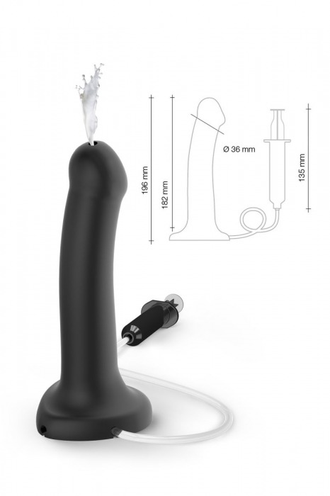 Черный фаллос с имитацией эякуляции Silicon Cum Dildo L - 19,6 см. - Strap-on-me - купить с доставкой в Якутске