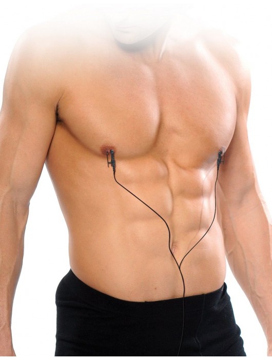 Черные электрические зажимы для сосков Shock Therapy Nipple Clamps - Pipedream - купить с доставкой в Якутске