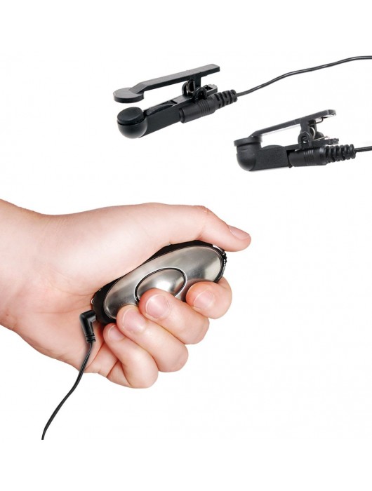 Черные электрические зажимы для сосков Shock Therapy Nipple Clamps - Pipedream - купить с доставкой в Якутске