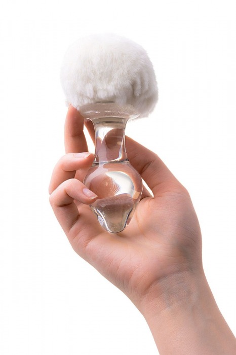 Стеклянная анальная втулка с хвостиком - 9,5 см. - Sexus - купить с доставкой в Якутске