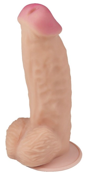 Телесный фаллоимитатор-супергигант с мошонкой на присоске - 34,5 см. - LOVETOY (А-Полимер) купить с доставкой в интернет-магазине Orgasmix в Якутске Телесный фаллоимитатор-супергигант с мошонкой на присоске - 34,5 см. - LOVETOY (А-Полимер)