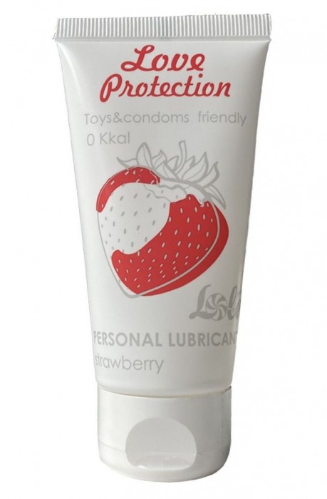 Лубрикант на водной основе с ароматом малины Love Protection Strawberry - 50 мл. - Lola Games - купить с доставкой в Якутске