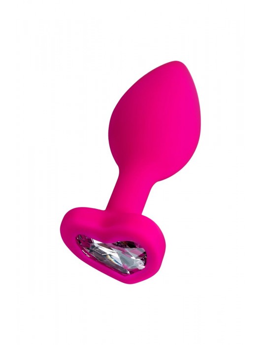 Розовая анальная втулка Diamond Heart с прозрачным кристаллом - 7 см. - ToyFa - купить с доставкой в Якутске