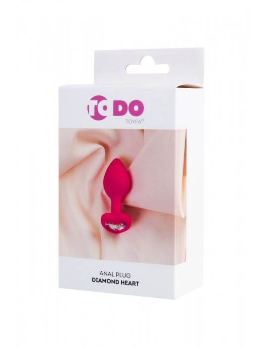 Розовая анальная втулка Diamond Heart с прозрачным кристаллом - 7 см. - ToyFa - купить с доставкой в Якутске