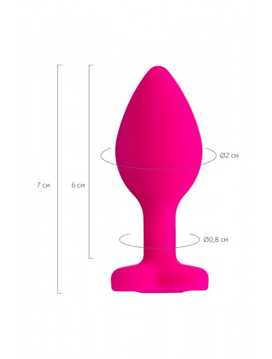 Розовая анальная втулка Diamond Heart с прозрачным кристаллом - 7 см. - ToyFa - купить с доставкой в Якутске