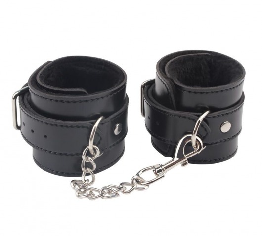 Черные оковы на ноги Obey Me Leather Ankle Cuffs - Chisa - купить с доставкой в Якутске