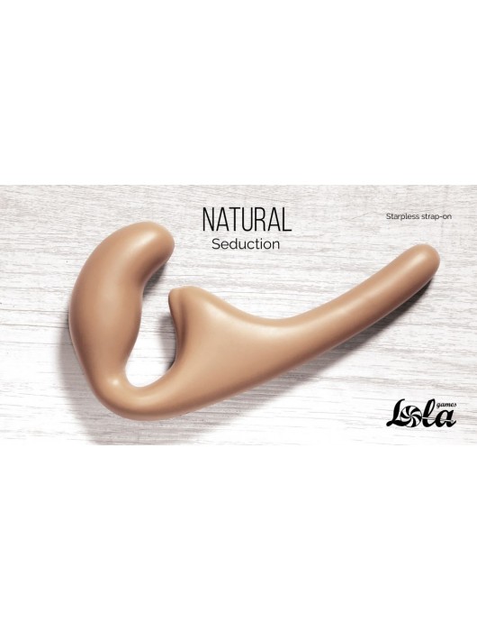 Бежевый безремневой страпон Seduction - 20,5 см. - Lola Games - купить с доставкой в Якутске