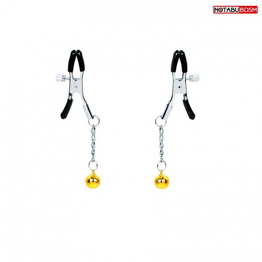 Оригинальные зажимы на соски с желтыми шариками - Notabu - купить с доставкой в Якутске Оригинальные зажимы на соски с желтыми шариками - Notabu - купить с доставкой в Якутске