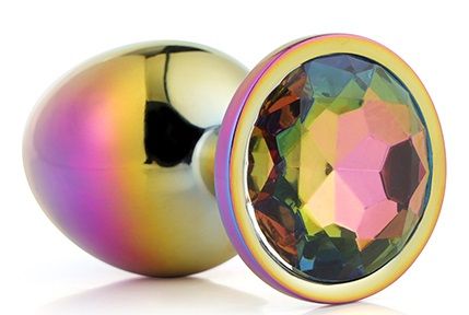Голографическая анальная втулка с радужным кристаллом - 7,1 см. - Dream Toys - купить с доставкой в Якутске