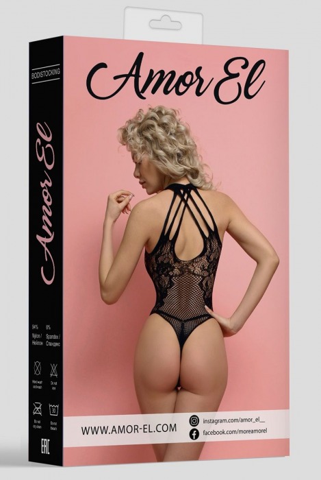 Сексуальное боди с доступом и V-образным воротником - Amor El купить с доставкой