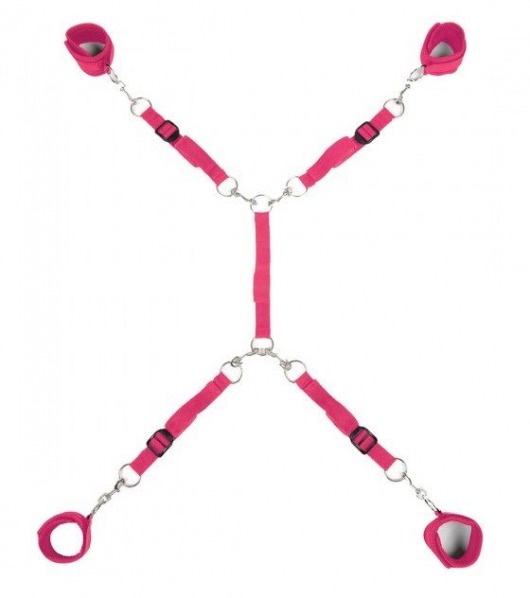 Ярко-розовый набор фиксаций на кровати Classic Bed Spreader - Lux Fetish - купить с доставкой в Якутске