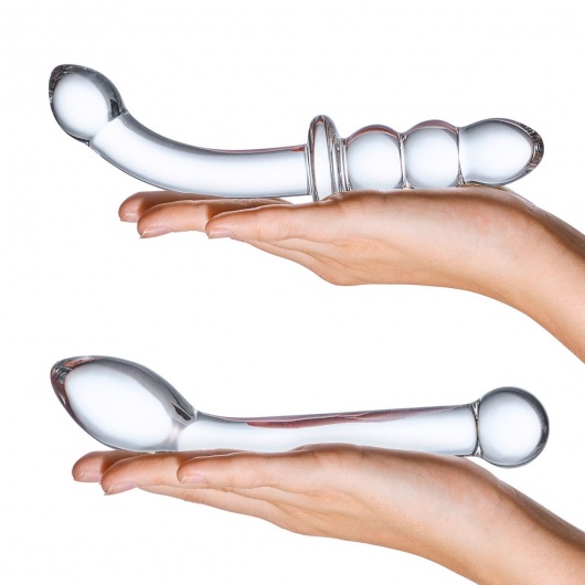 Набор из 2 стеклянных изогнутых фаллоимитаторов - Glas