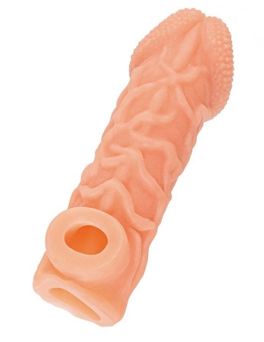 Телесная закрытая насадка с венками Cock Sleeve Size S - 13,8 см. - KOKOS - в Якутске купить с доставкой