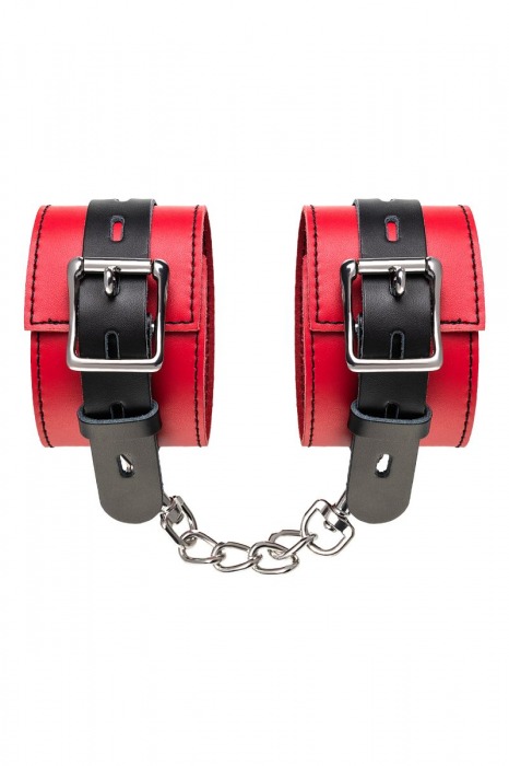Красно-черные оковы на ноги из кожи - ToyFa - купить с доставкой в Якутске