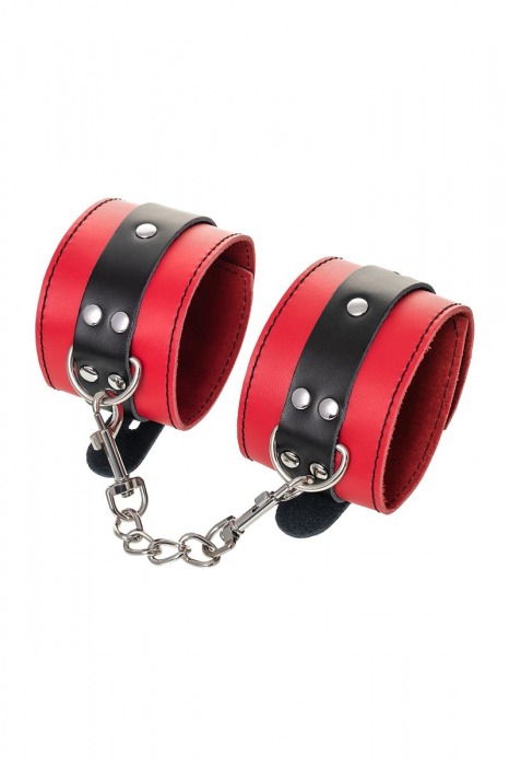Красно-черные оковы на ноги из кожи - ToyFa - купить с доставкой в Якутске